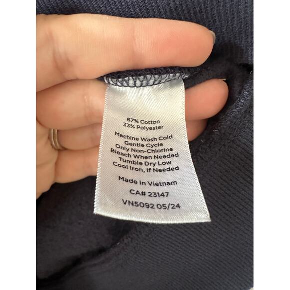 T by Talbots size M petite womens navy blue pullover with front pocket - Picture 5 of 6